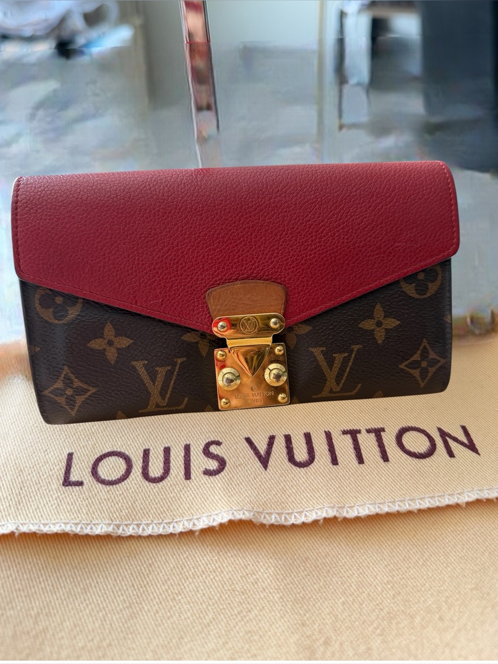Louis Vuitton Portefeuille Pallas Long Wallet Logo Dust Bag LV Monogram Wallet - Picture 1 of 13